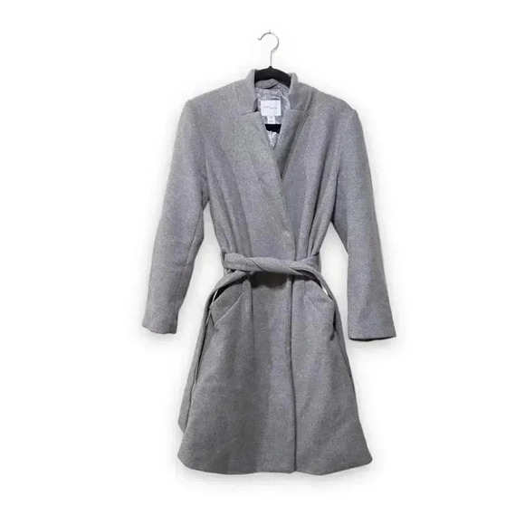Daily Ritual Wool Blend Grey Belted Winter Fall Coat Size 6 - Picture 5 of 12